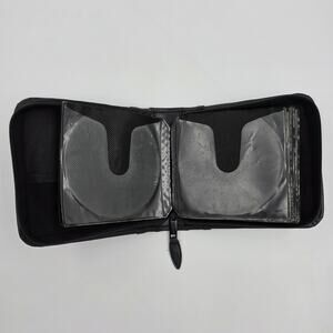 Vintage Case Logic Black Leather 24 CD DVD Blu Ray Disc Storage Holder Case Zip